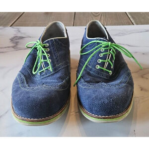 Johnston & Murphy Shoes Mens 10.5 Blue Suede Ellington Wingtip Oxford Lace Up